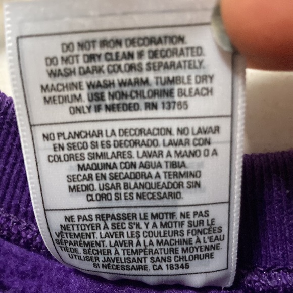 Girls Sz 7/8 FRUIT OF THE LOOM PURPLE SWEATSHIRT; NWOT - Picture 3 of 3